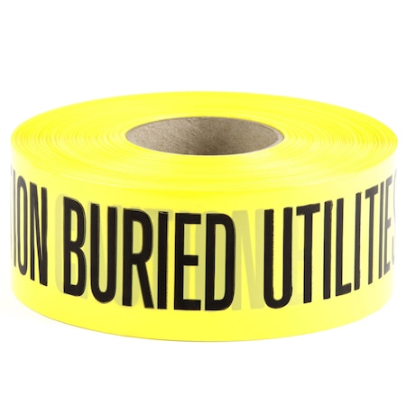 Dottie Underground Warning Tape, Caution Buried Utilities Underground, Yellow, Polyethylene UT19D